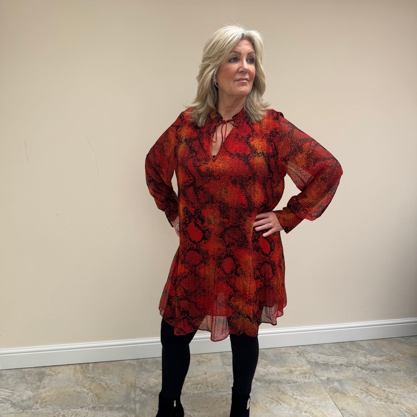 Malissa J WF1645 Chiffon Patterned Tunic