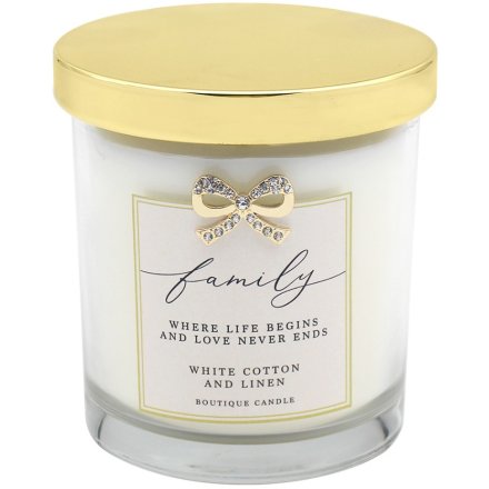 Family Candle White Cotton & Linen Candle