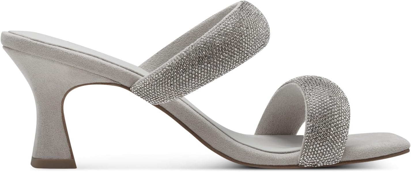 Marco Tozzi Silver Diamante Mule Heeled Sandal