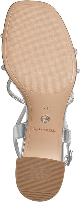 Tamaris Silver Strappy Block Heeled Sandal