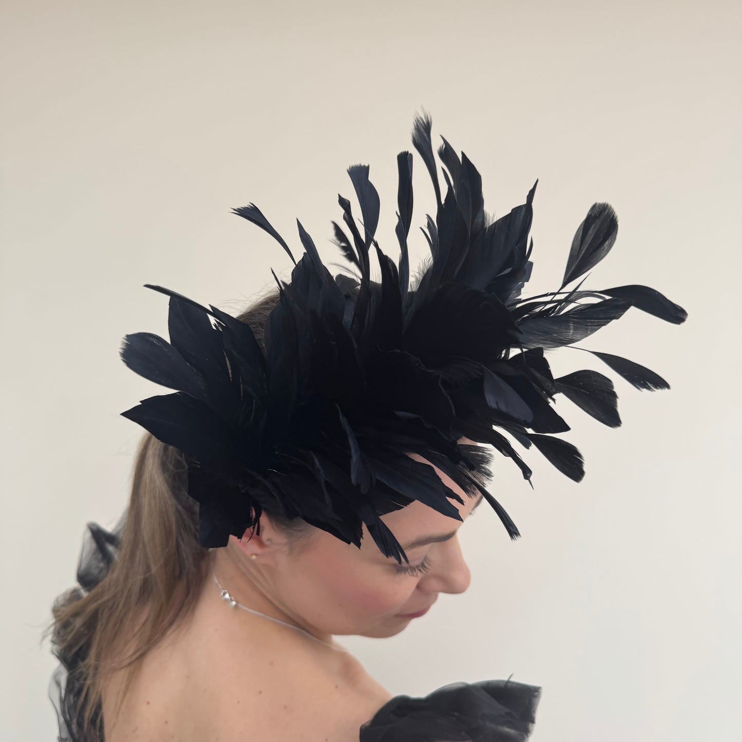 J Bees JB26/107 Black Feather Headband Fascinator