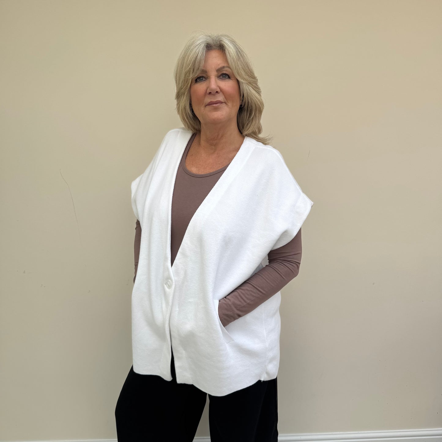 Malissa J WF2432 Oversized Knitted Waistcoat