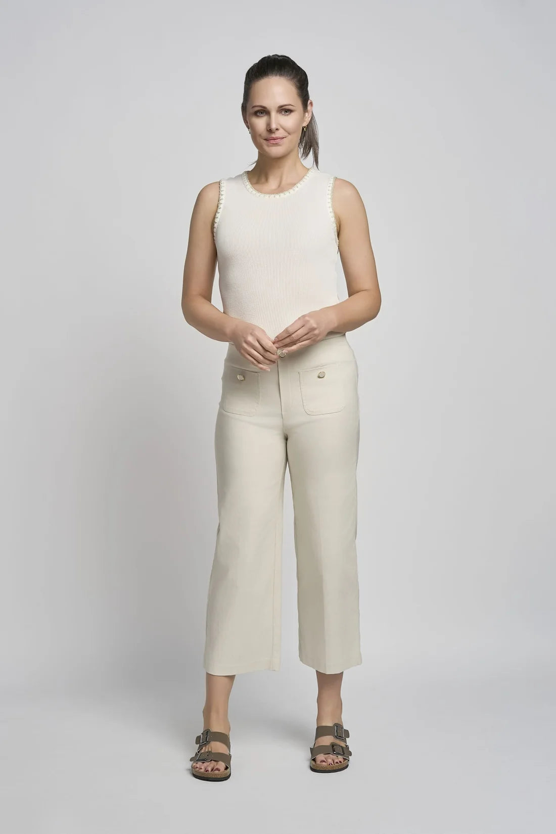 Pinns 638C Wide Leg Culotte with Buttons
