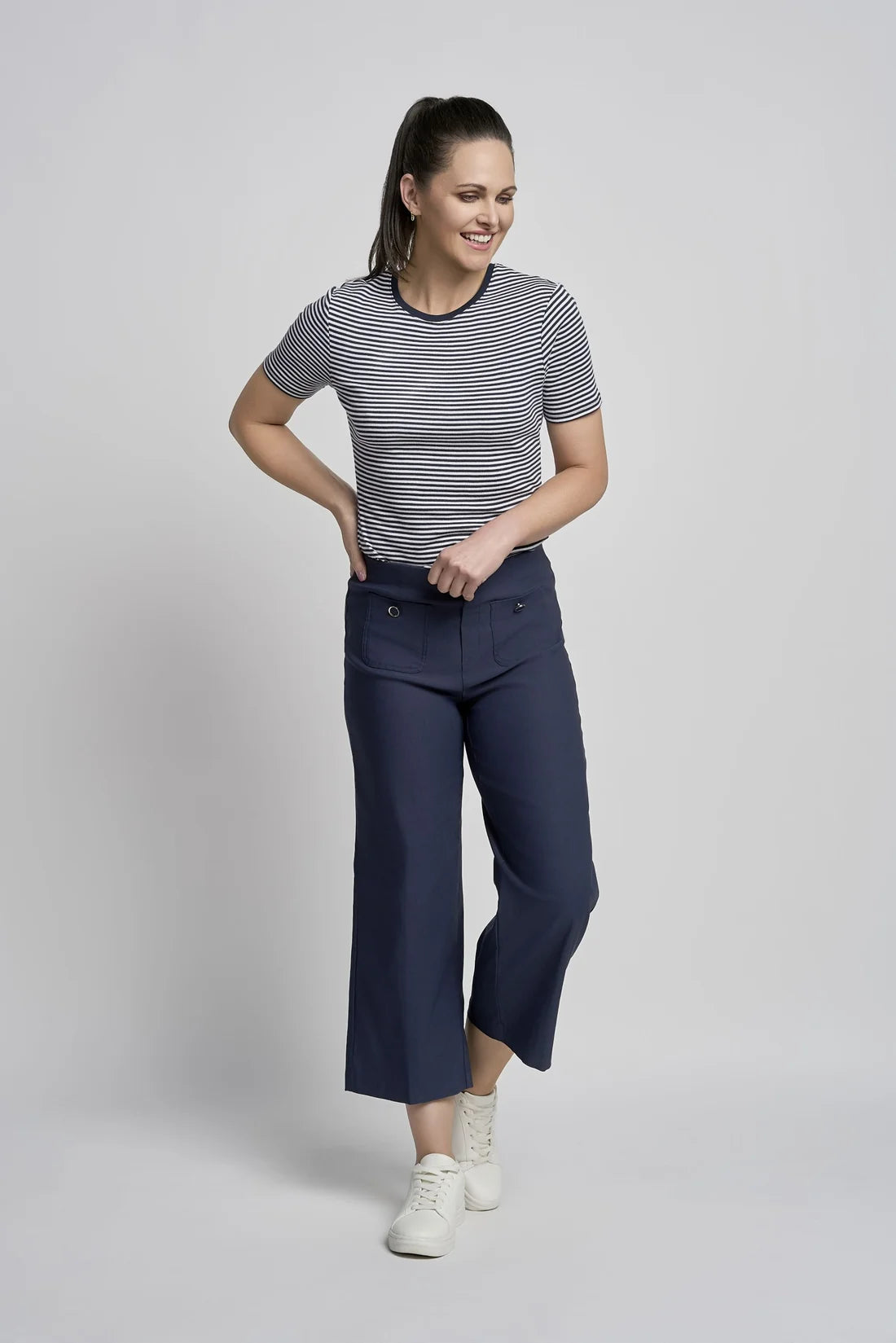 Pinns 638C Wide Leg Culotte with Buttons