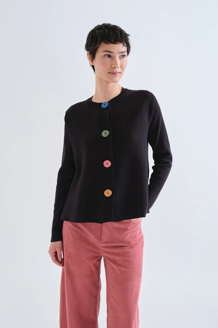 Compania Fantastica 63C/10225 Black Cardigan with Contrast Button