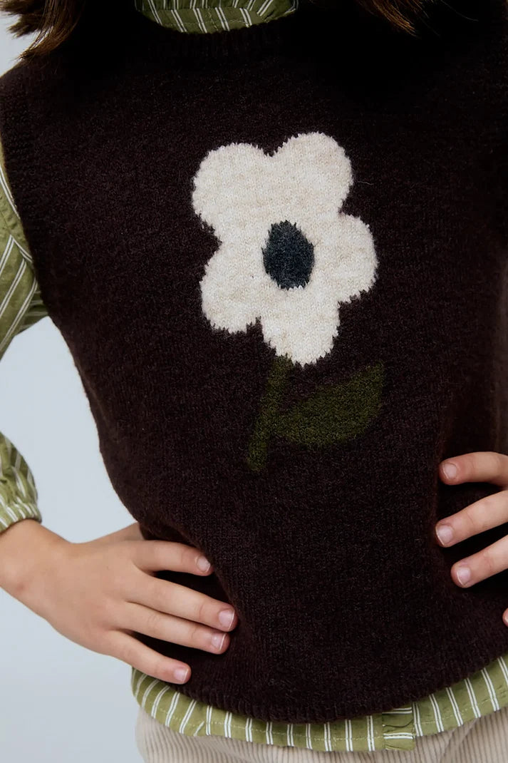 Compania Fantastica 63C/10236 Chocolate Vest With Flower