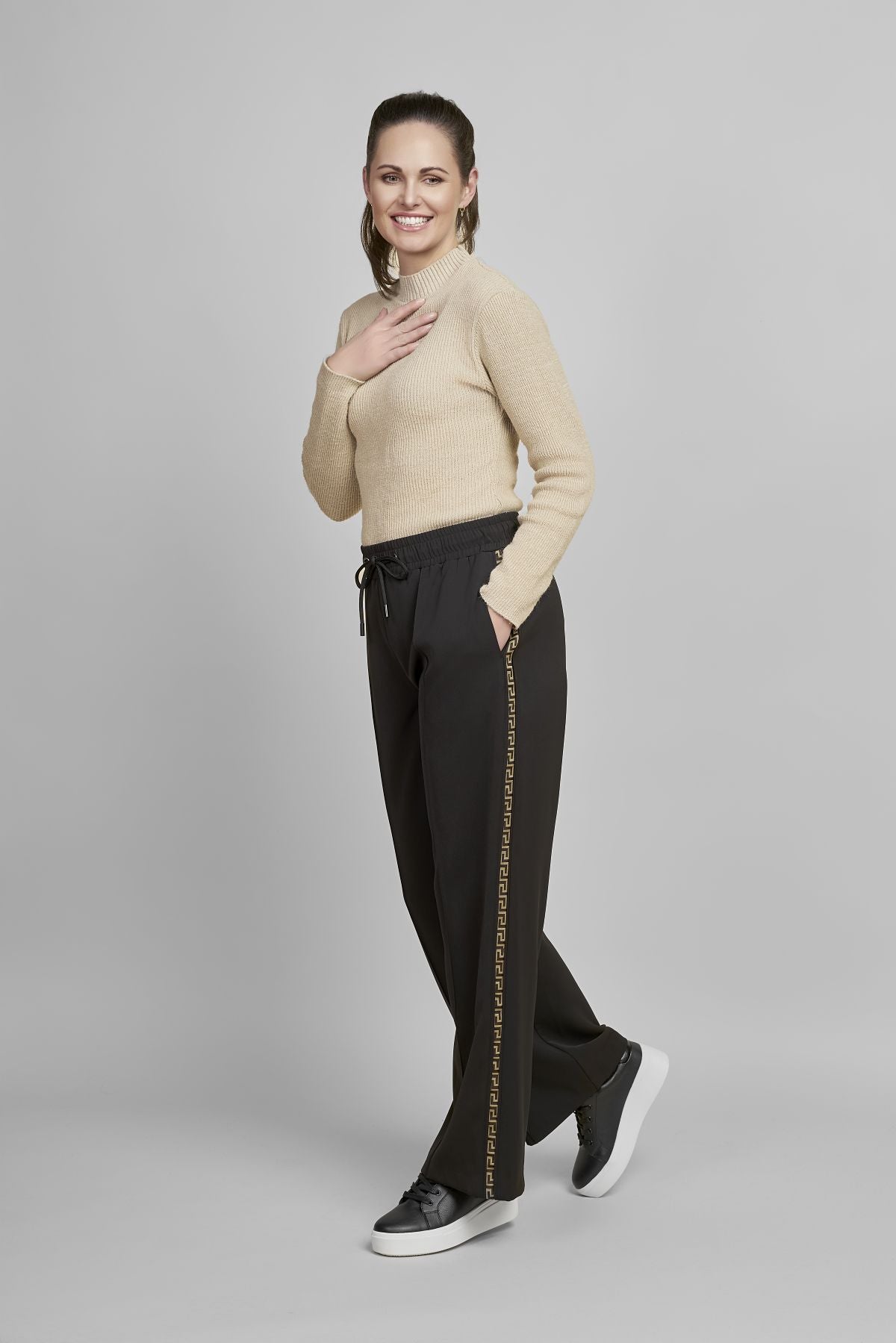 Pinns 643T Wide Leg Trouser with side Tape Detail