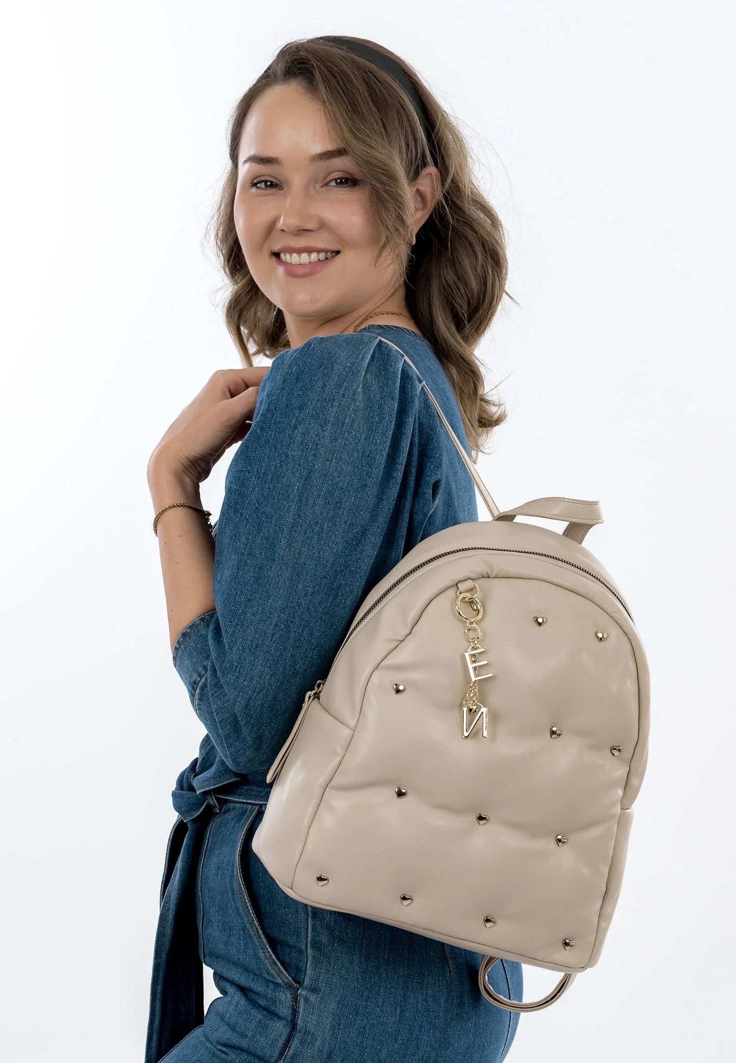 E&N Heaven Heart Stud Quilted Backpack