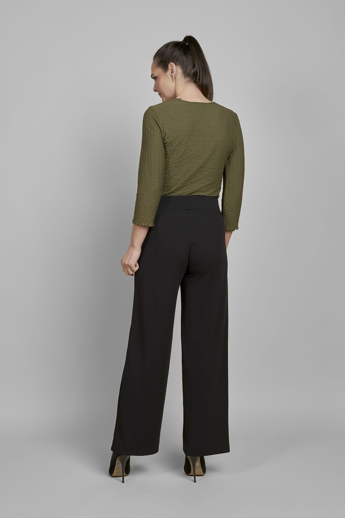 Pinns 659T Wide Leg Jersey Trouser with Button Feature