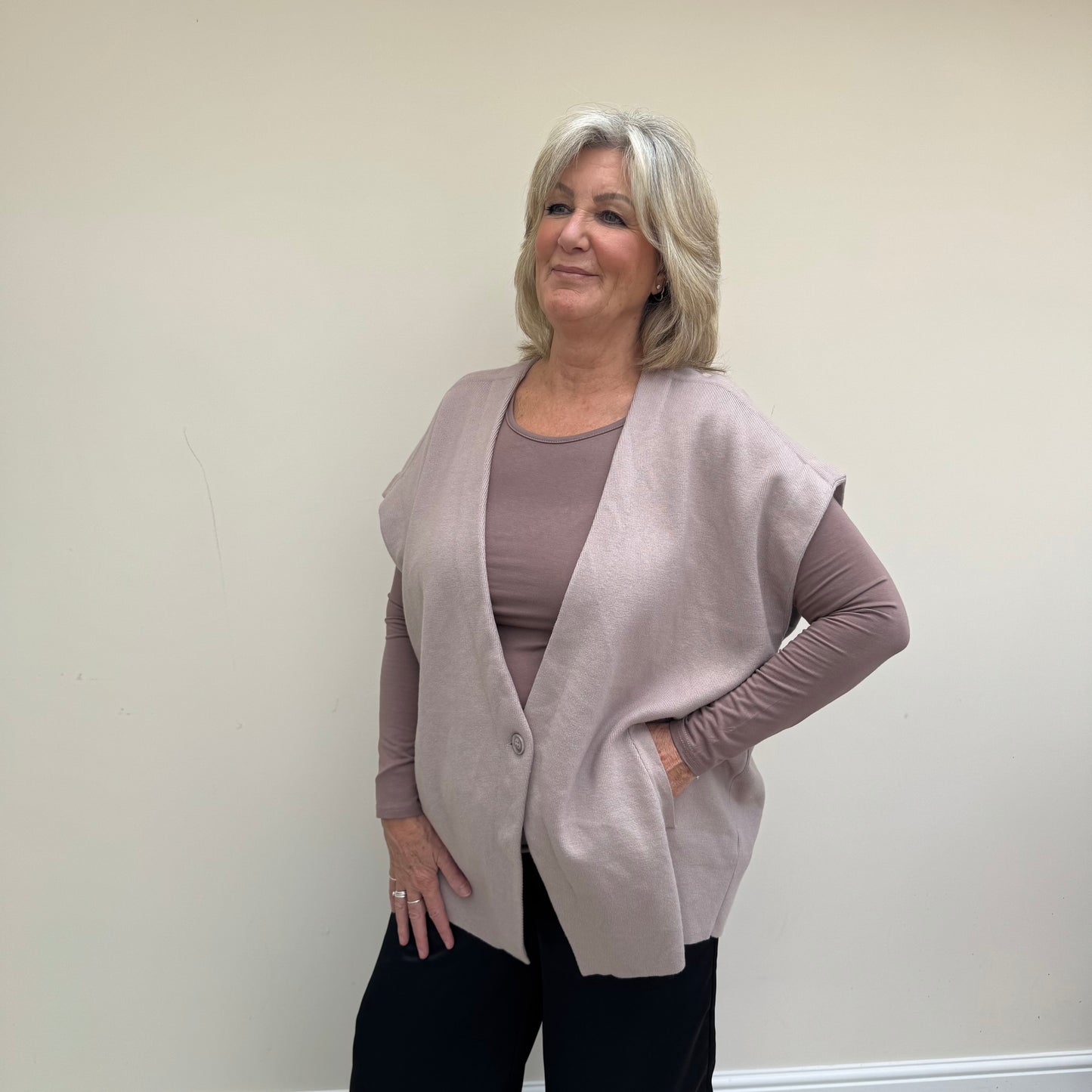 Malissa J WF2432 Oversized Knitted Waistcoat