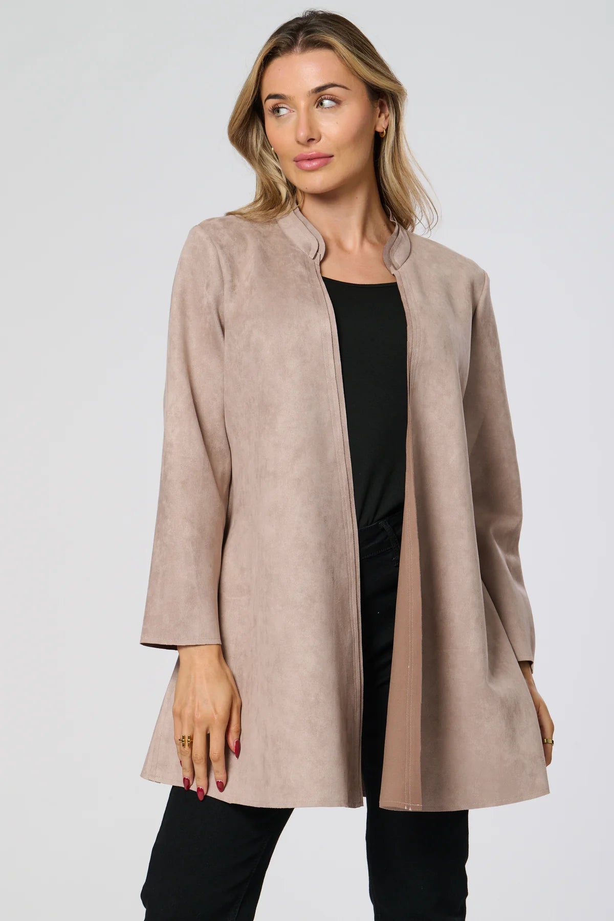 Saloos Mocha Suedette Long Jacket