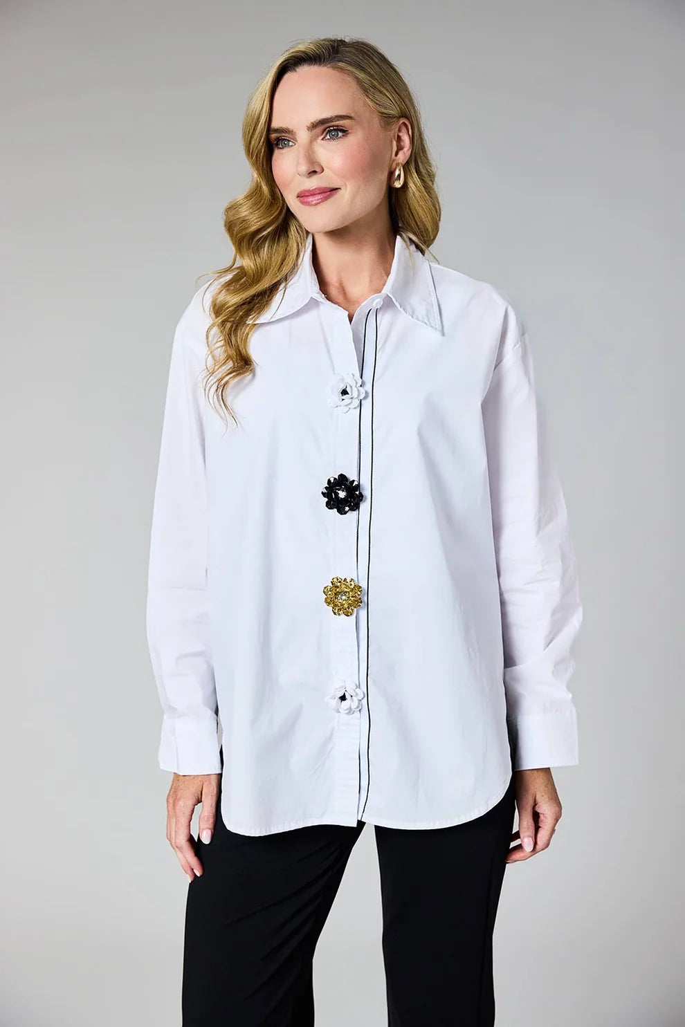 Deck Flower Button Blouse 7168