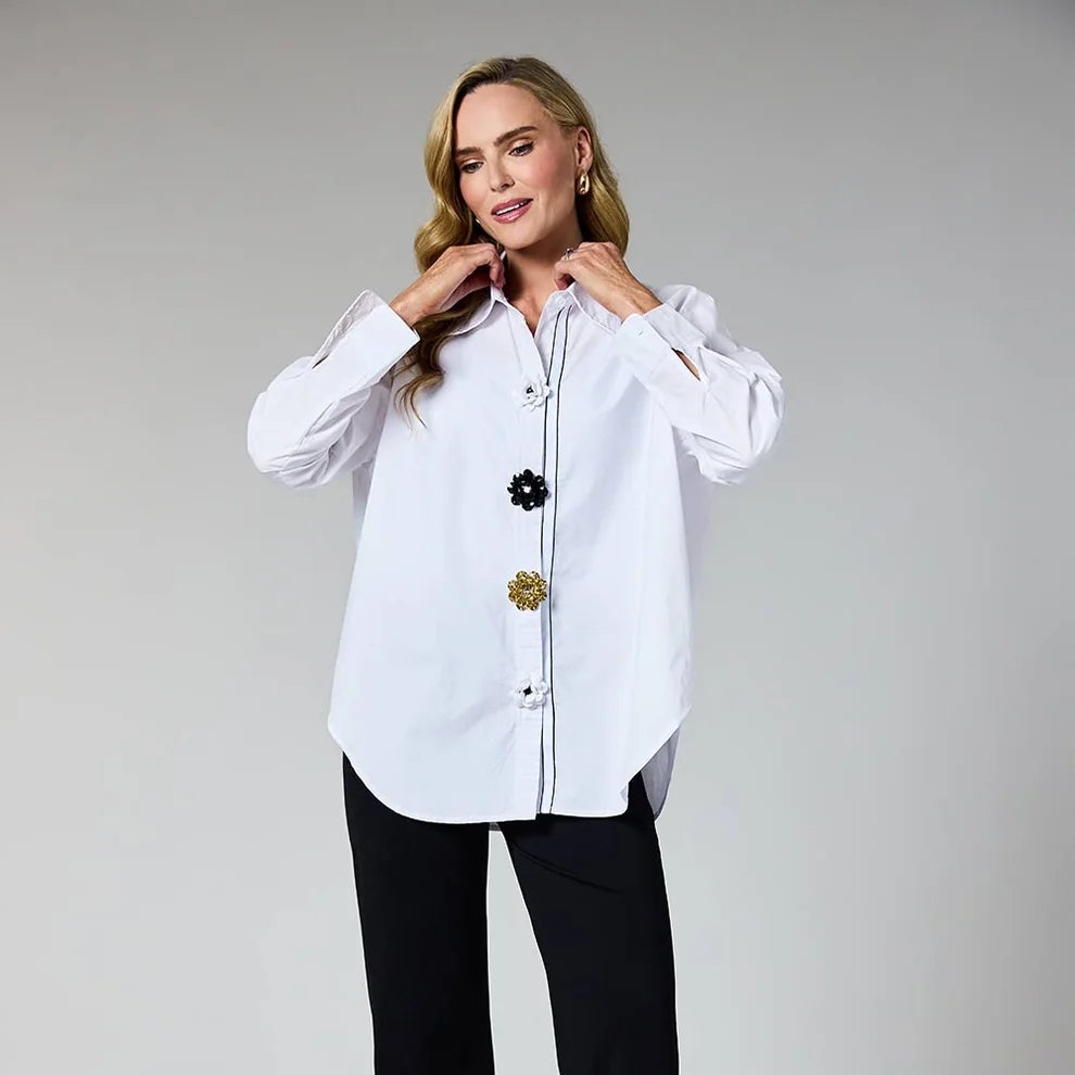 Deck Flower Button Blouse 7168