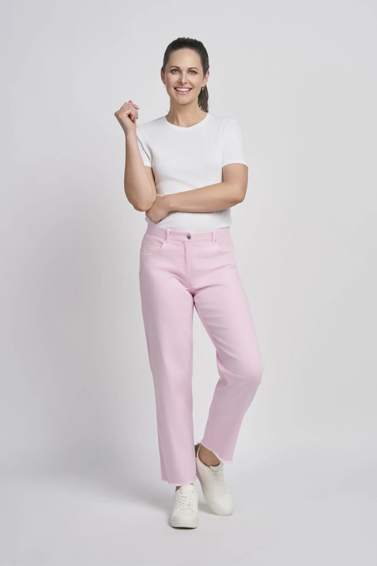 Pinns 736CT Blush Pink Stretch Cotton Ankle Grazer