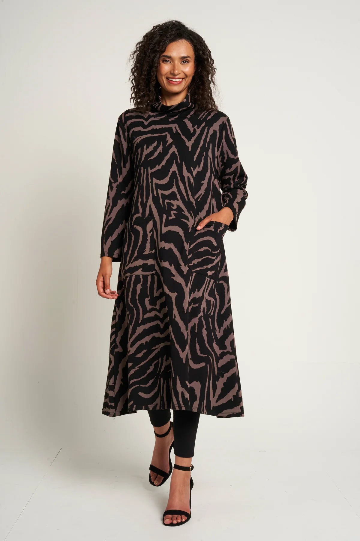 Saloos Roll Neck Midi Dress with Pockets