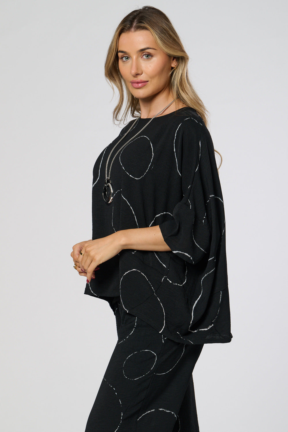 Saloos Black Circle Print Top