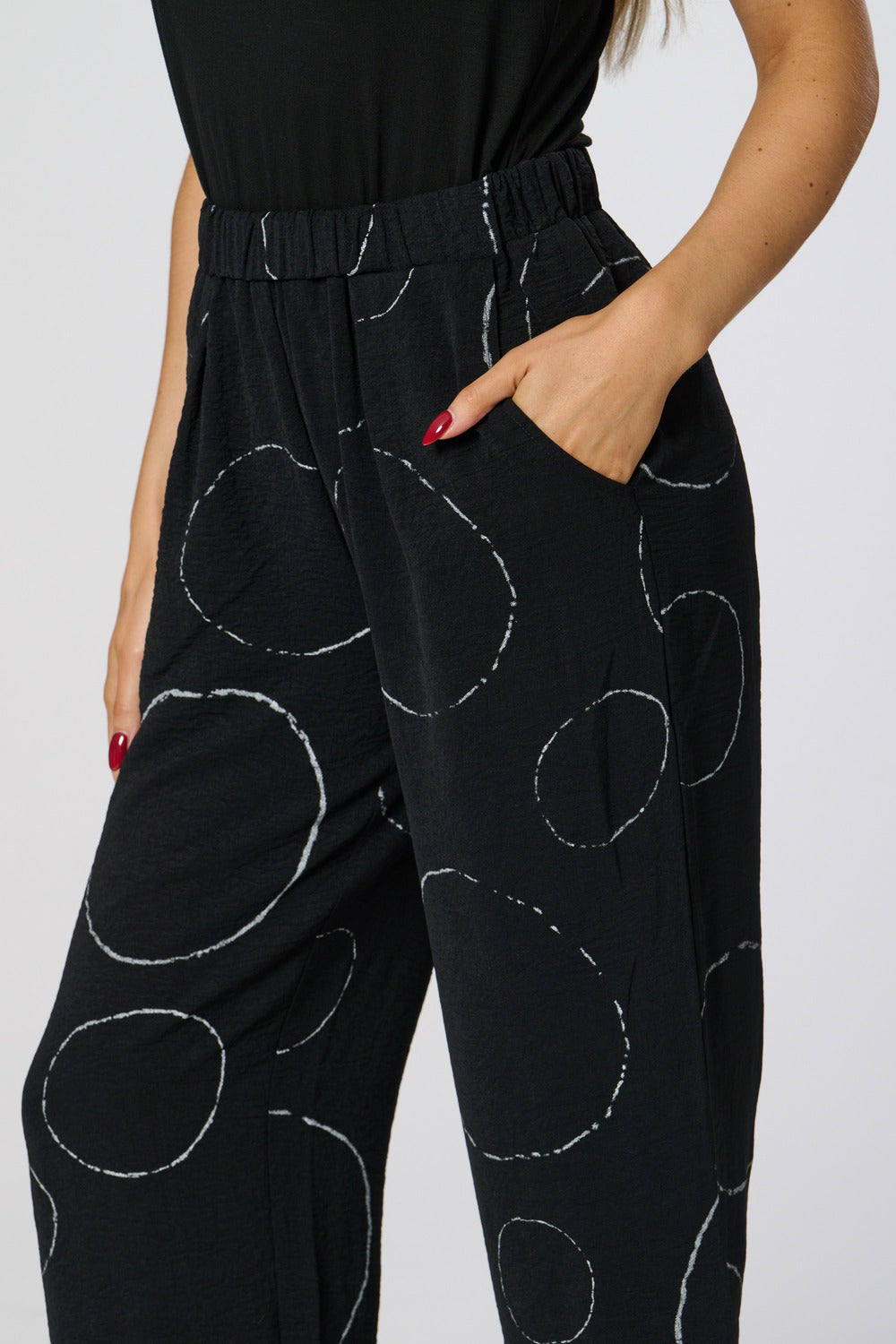 Saloos Black Circle Print Trousers