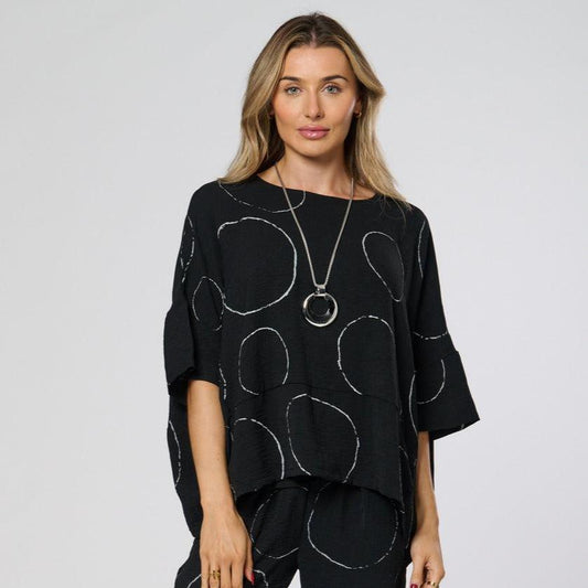 Saloos Black Circle Print Top