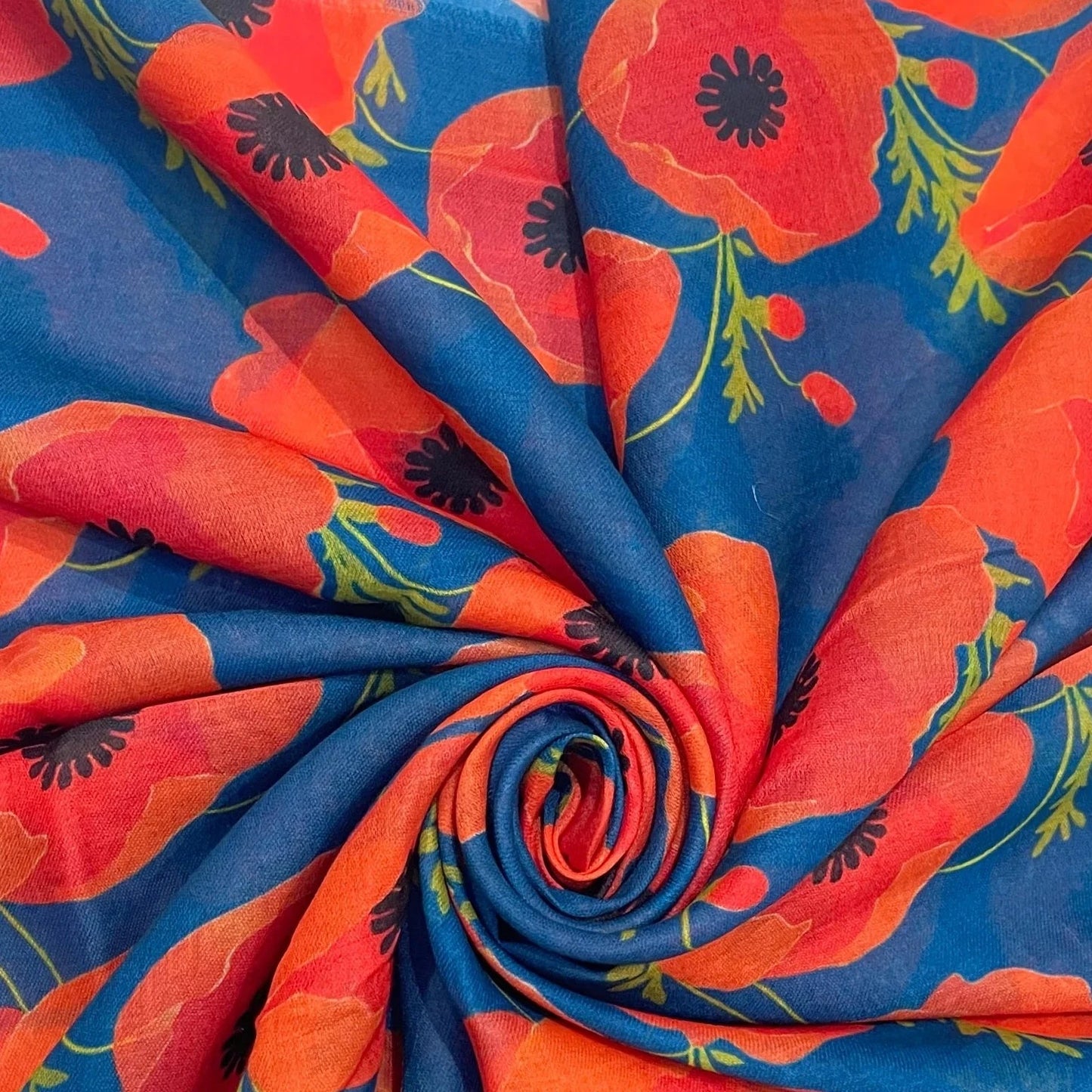 Vibrant Poppy Floral Print Scarf