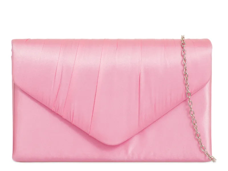 Koko Pink Satin Clutch Bag