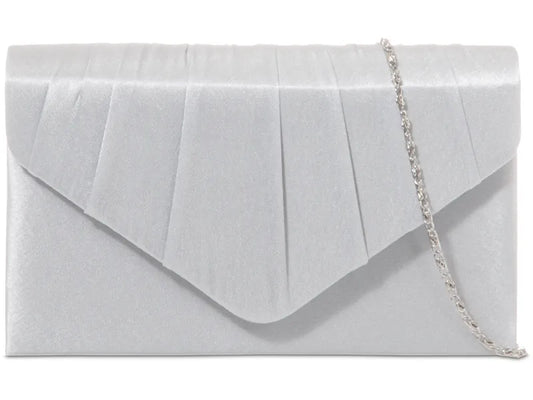 Koko Silver Satin Envelope Clutch