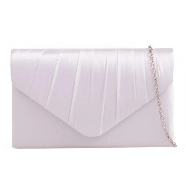 Koko 8002 White Satin Envelope Clutch