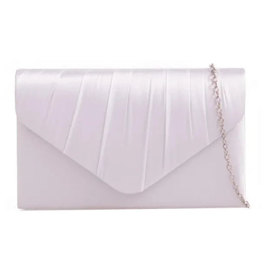 Koko 8002 White Satin Envelope Clutch