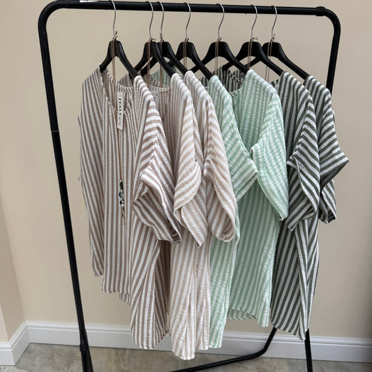 ZP SS26 Striped Top with necklace