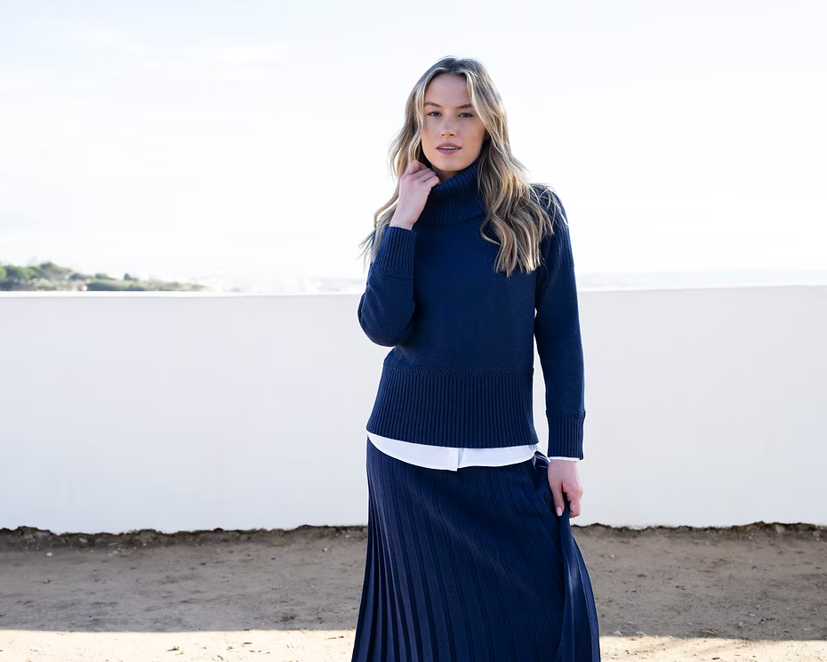 Marble Ribbed Navy Skirt