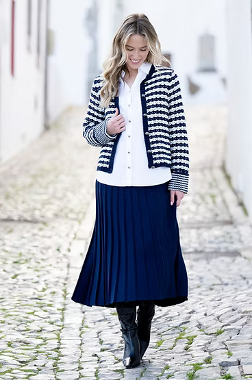 Marble Ribbed Navy Skirt