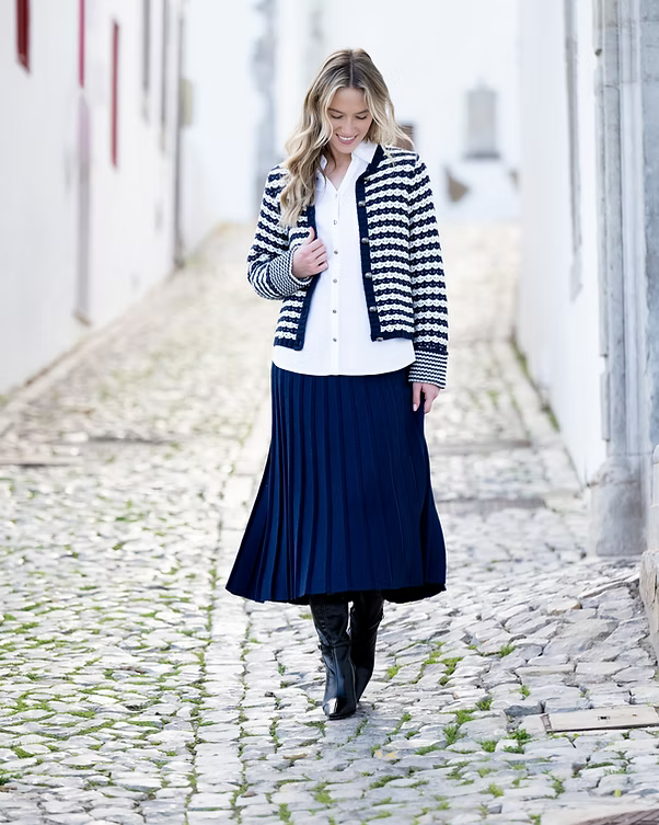 Marble Ribbed Navy Skirt