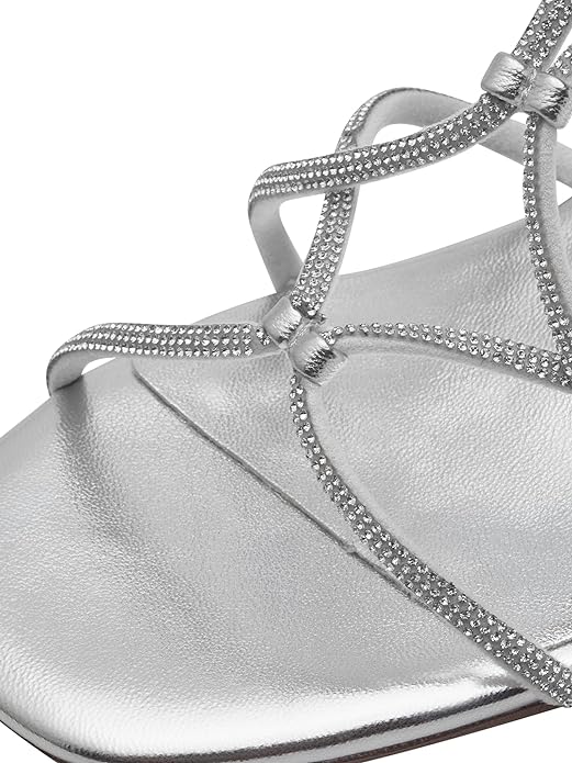 Tamaris Silver Strappy Block Heeled Sandal