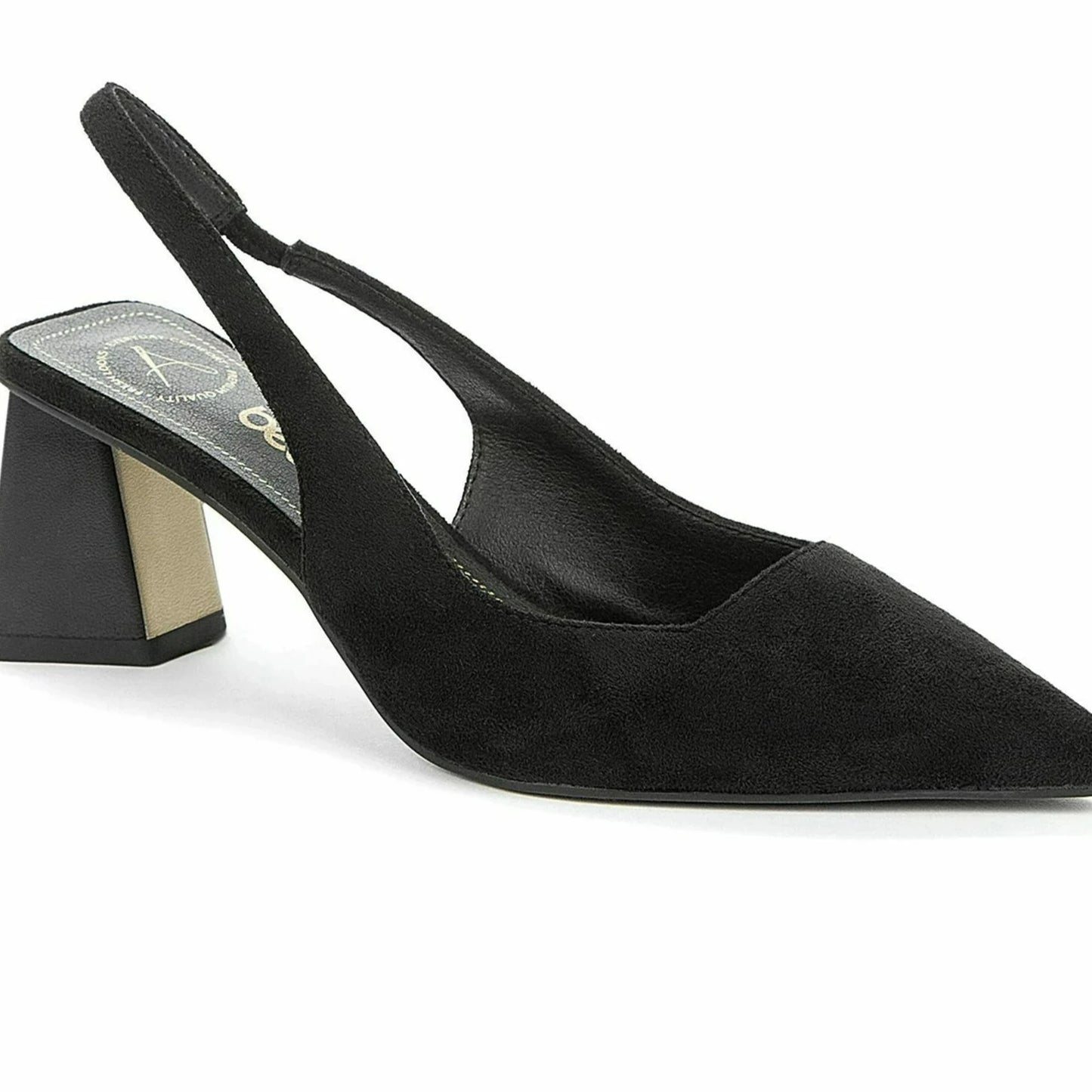 Betsy Black Suede Effect Pointed Court Shoe