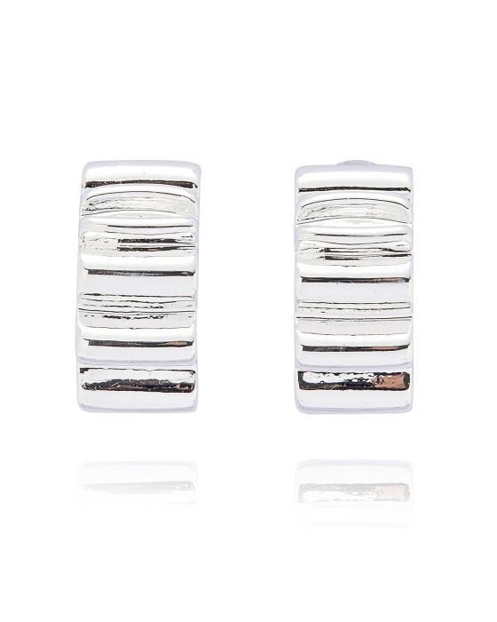 Equilibrium 354702 Lines Silver Plated Clip On Earrings