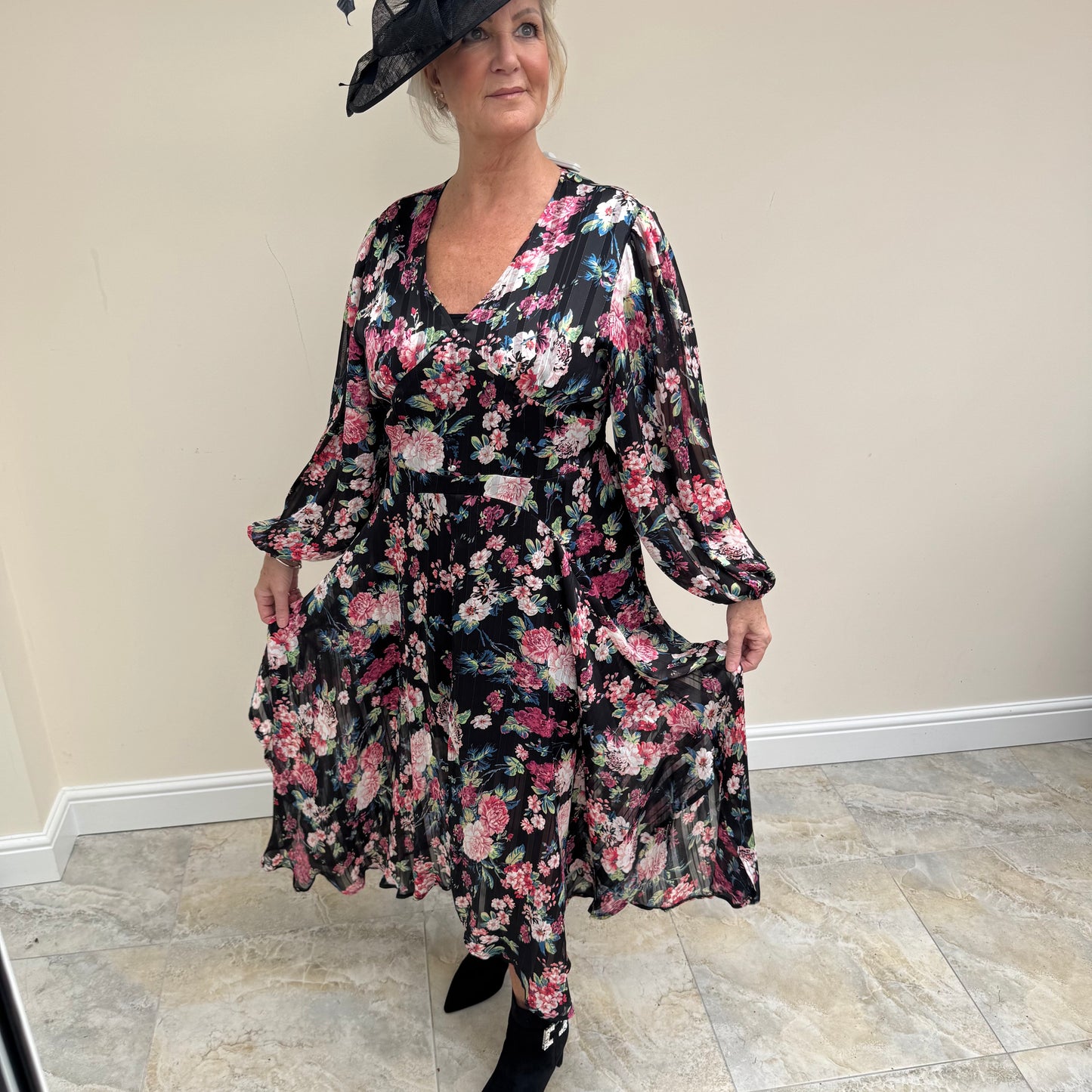 Malissa J WF1744 Floral Chiffon Dress