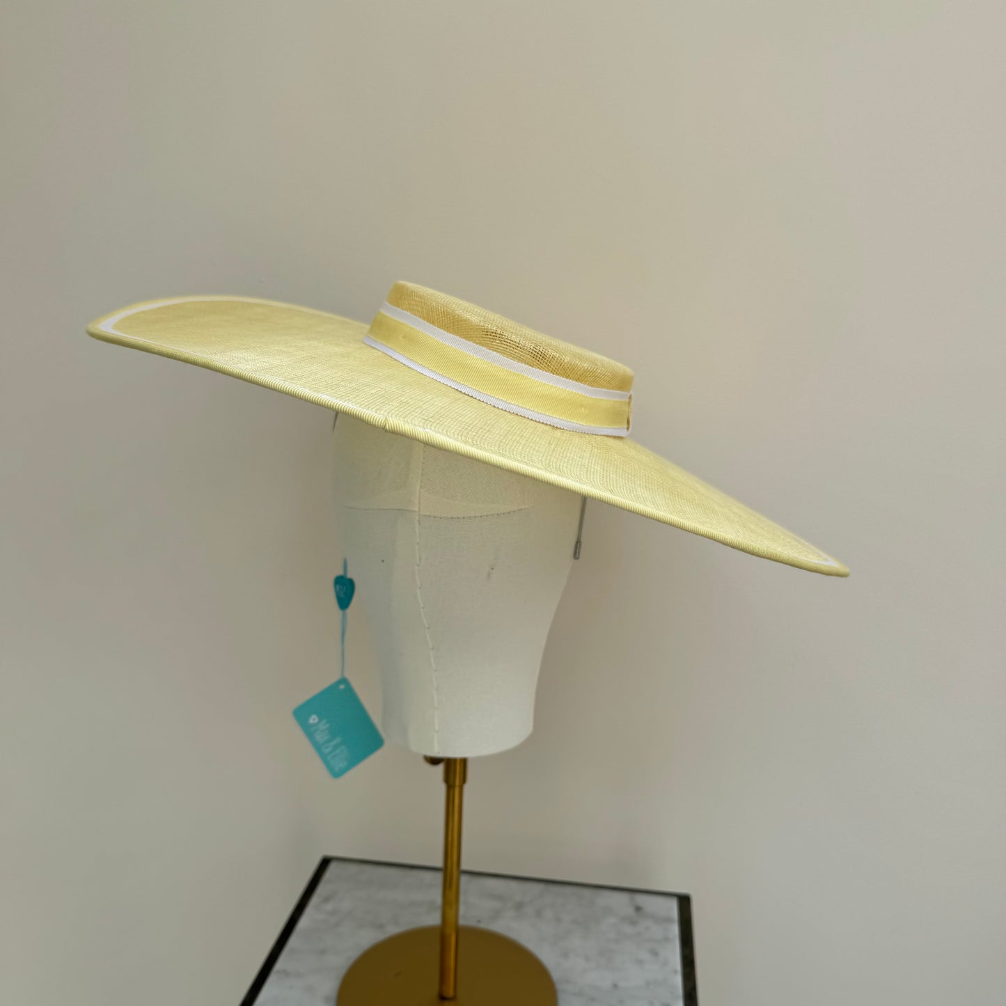 Max & Ellie CH6 Lemon Yellow & White Boater Hat