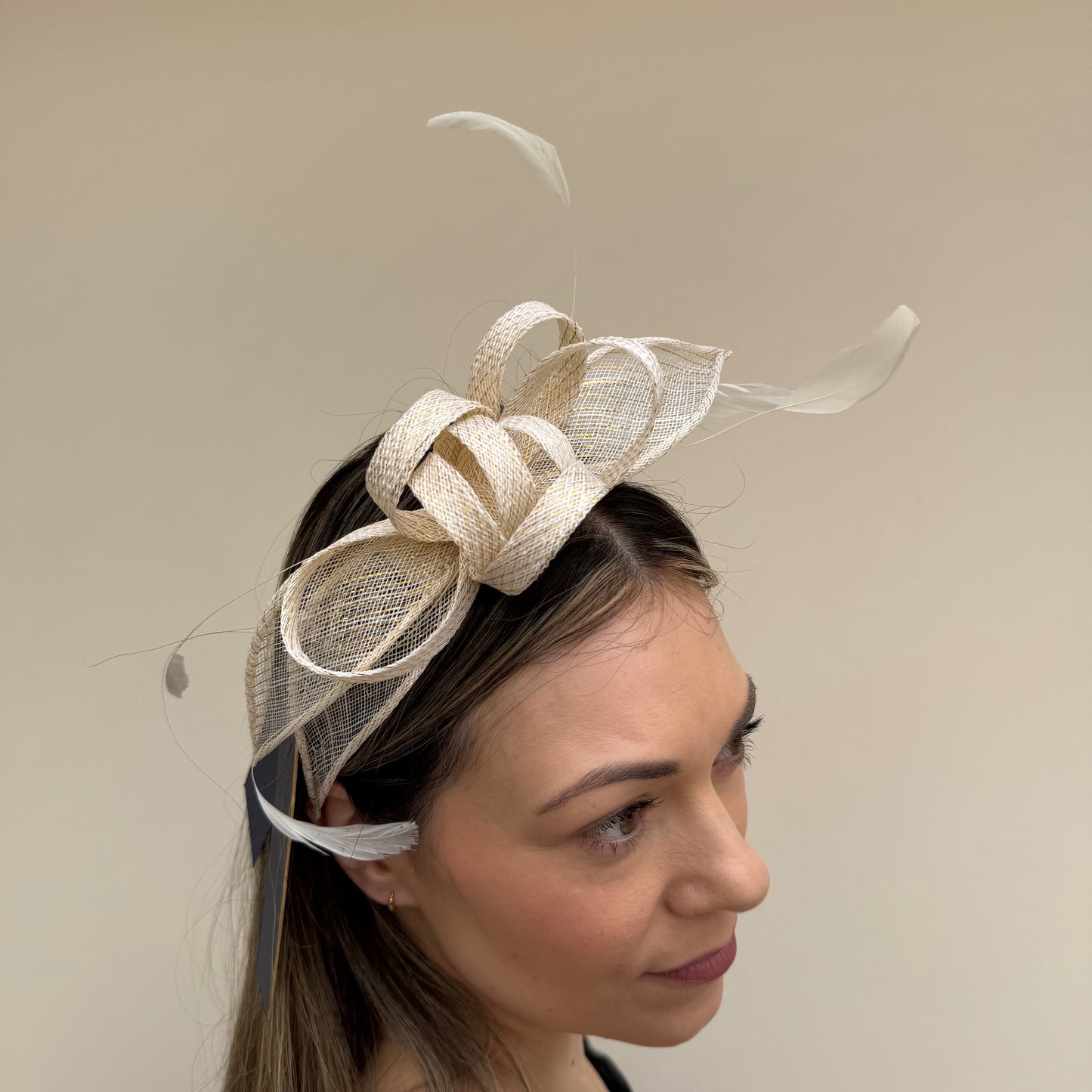 Failsworth SS26 8025 Sinamay Fascinator White/Gold