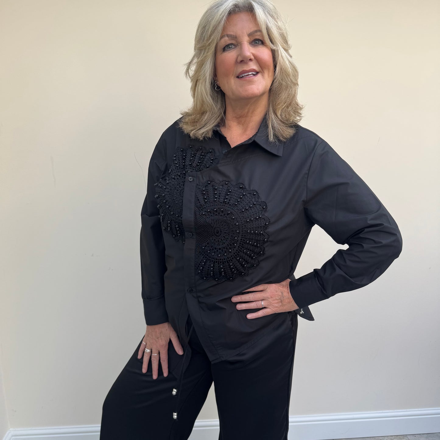 Malissa J WF2573 Beaded Applique Shirt