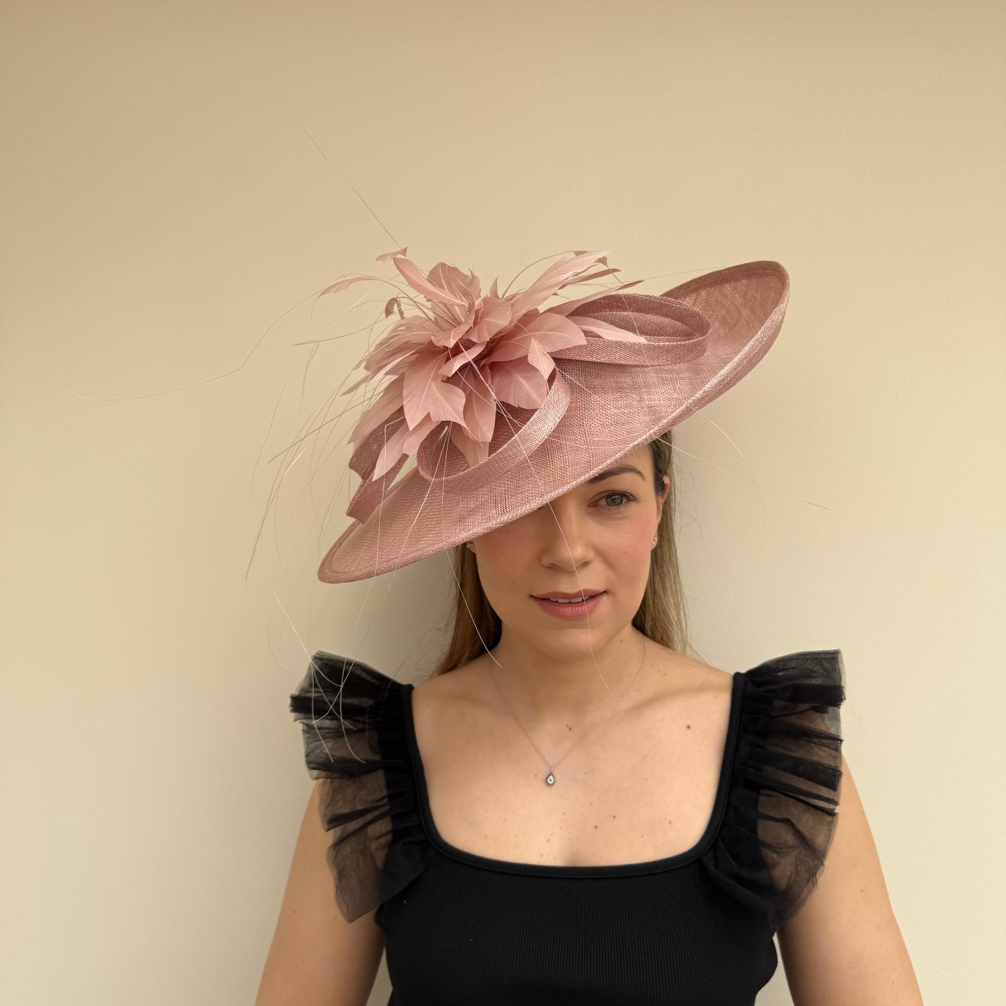 J Bees JB26/117 Truffle Pink Feather Flower Hatinator
