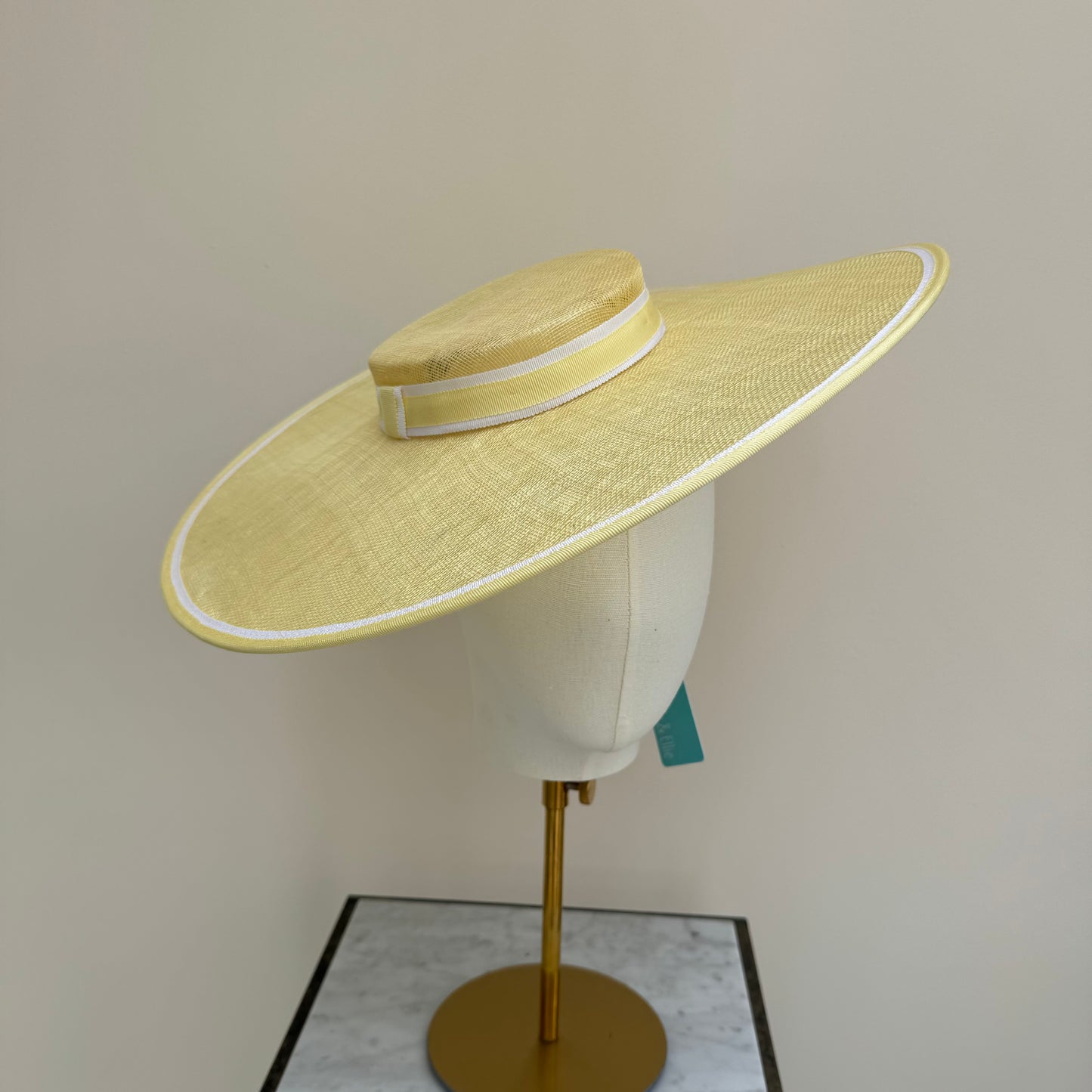Max & Ellie CH6 Lemon Yellow & White Boater Hat
