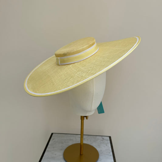 Max & Ellie CH6 Lemon Yellow & White Boater Hat