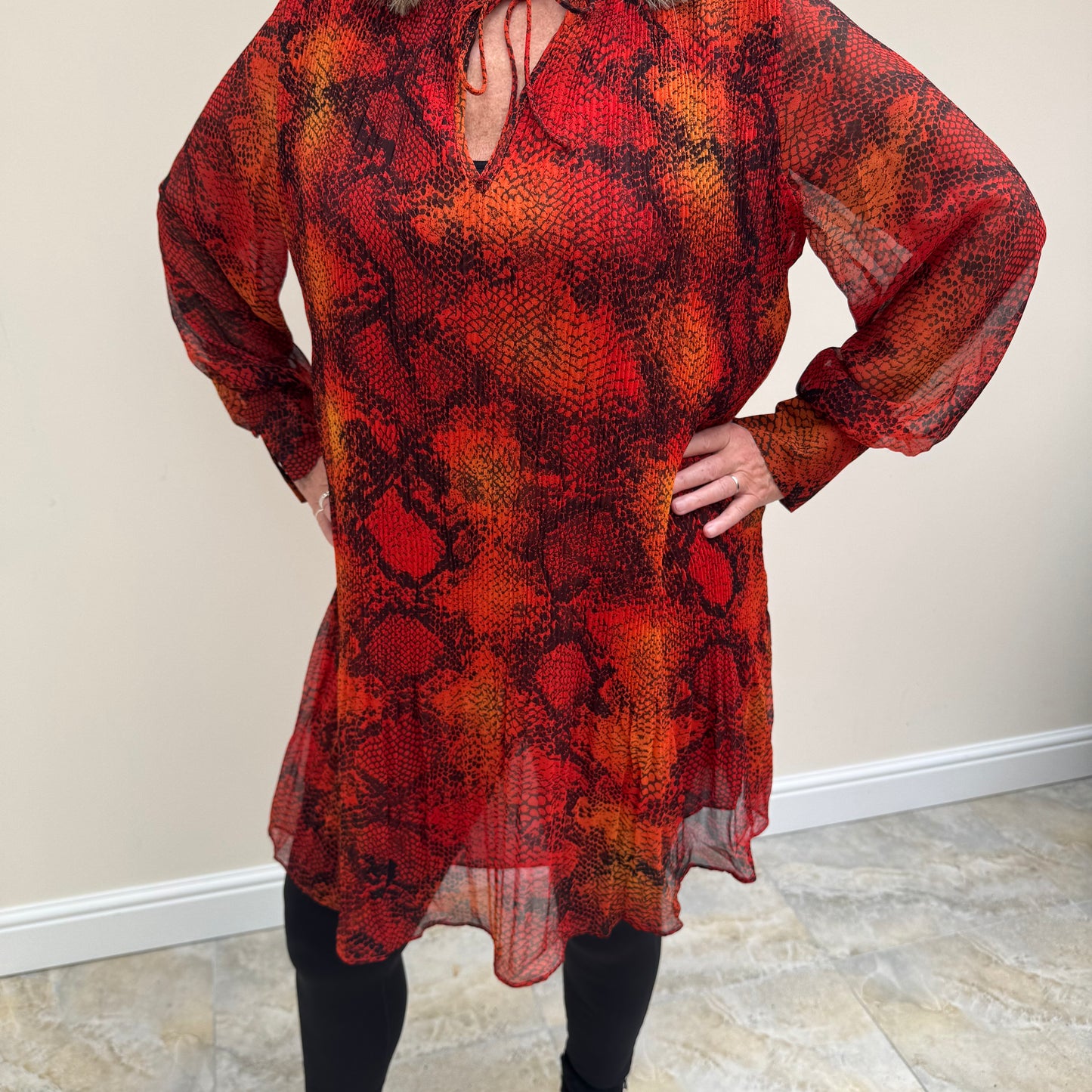 Malissa J WF1645 Chiffon Patterned Tunic