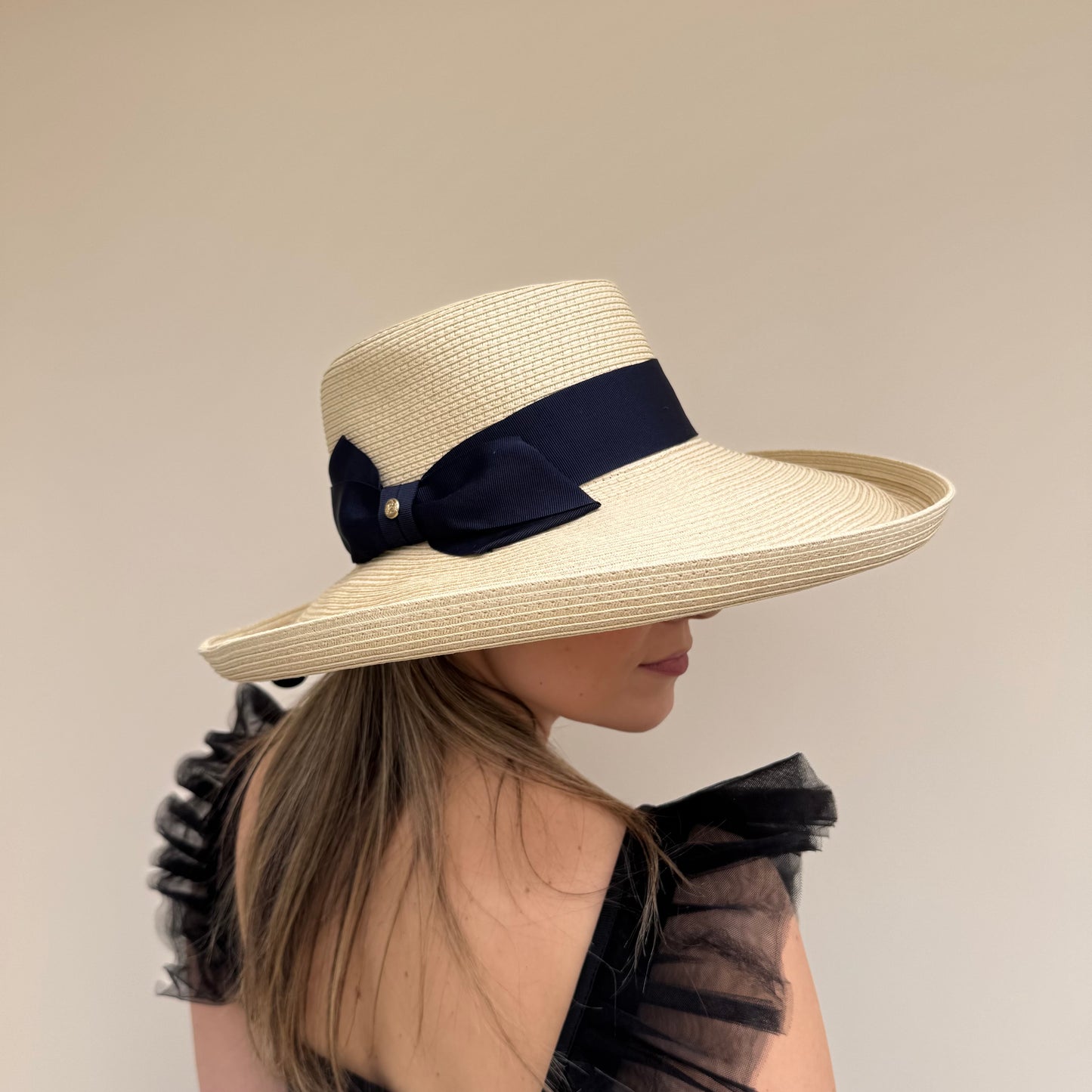 Failsworth Sissinghurst Beige with Navy Adjustable Hat Straw/Navy