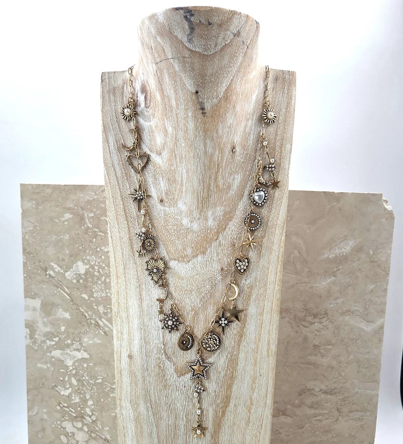 Tempest AD002N Silver & Gold Y Shape Charm Necklace