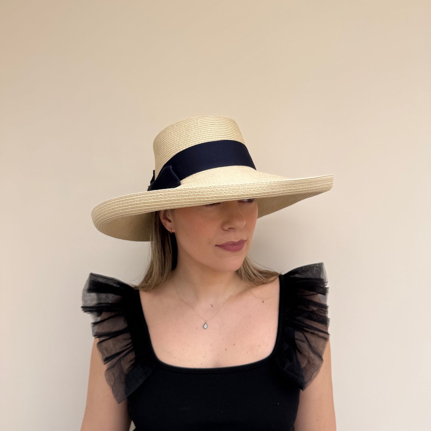 Failsworth Sissinghurst Beige with Navy Adjustable Hat Straw/Navy