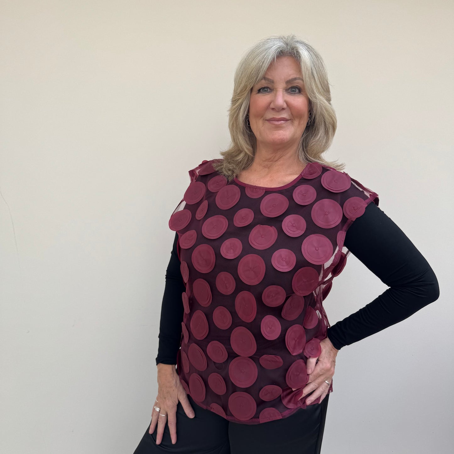 Malissa J WF2616 Circle Mesh Tank Top Vest