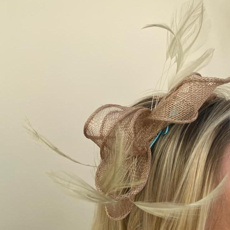 Max and Ellie AF5 Small Fascinator on Headband in Nudes