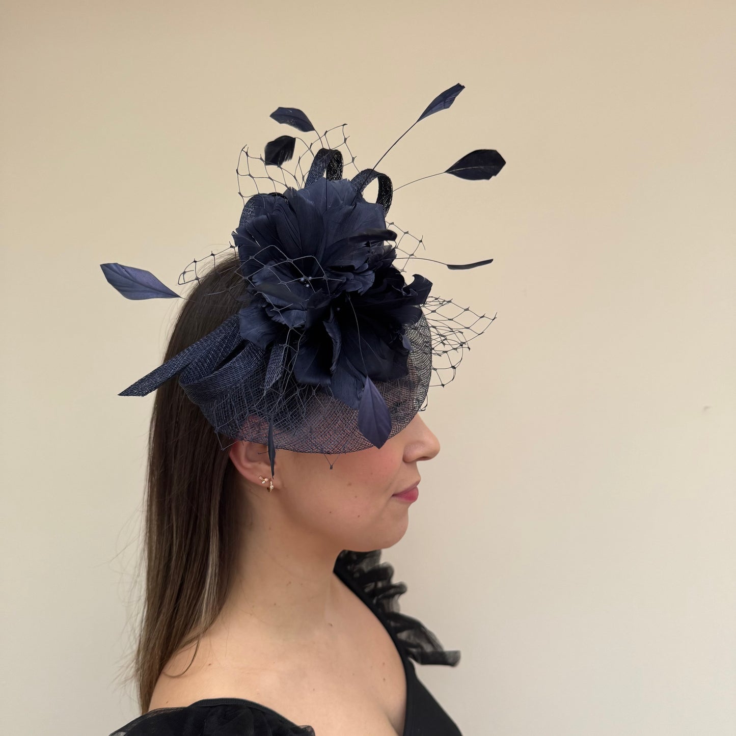 JBees JB18/040 Fascinator with Feathers in Blues