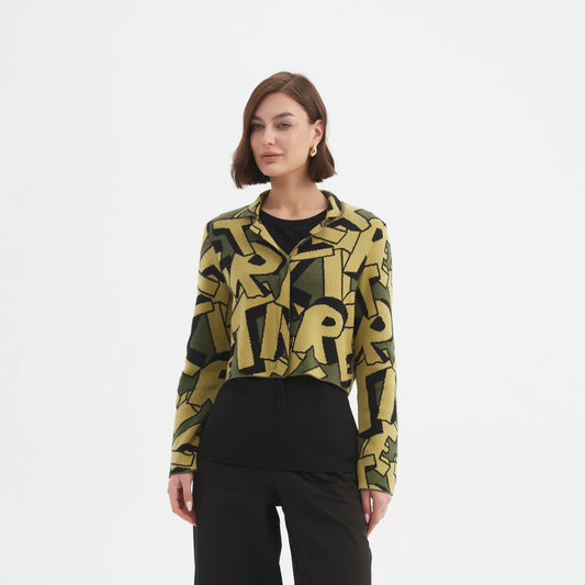 Tirelli 25K3597 Letter Block Zip Cardigan