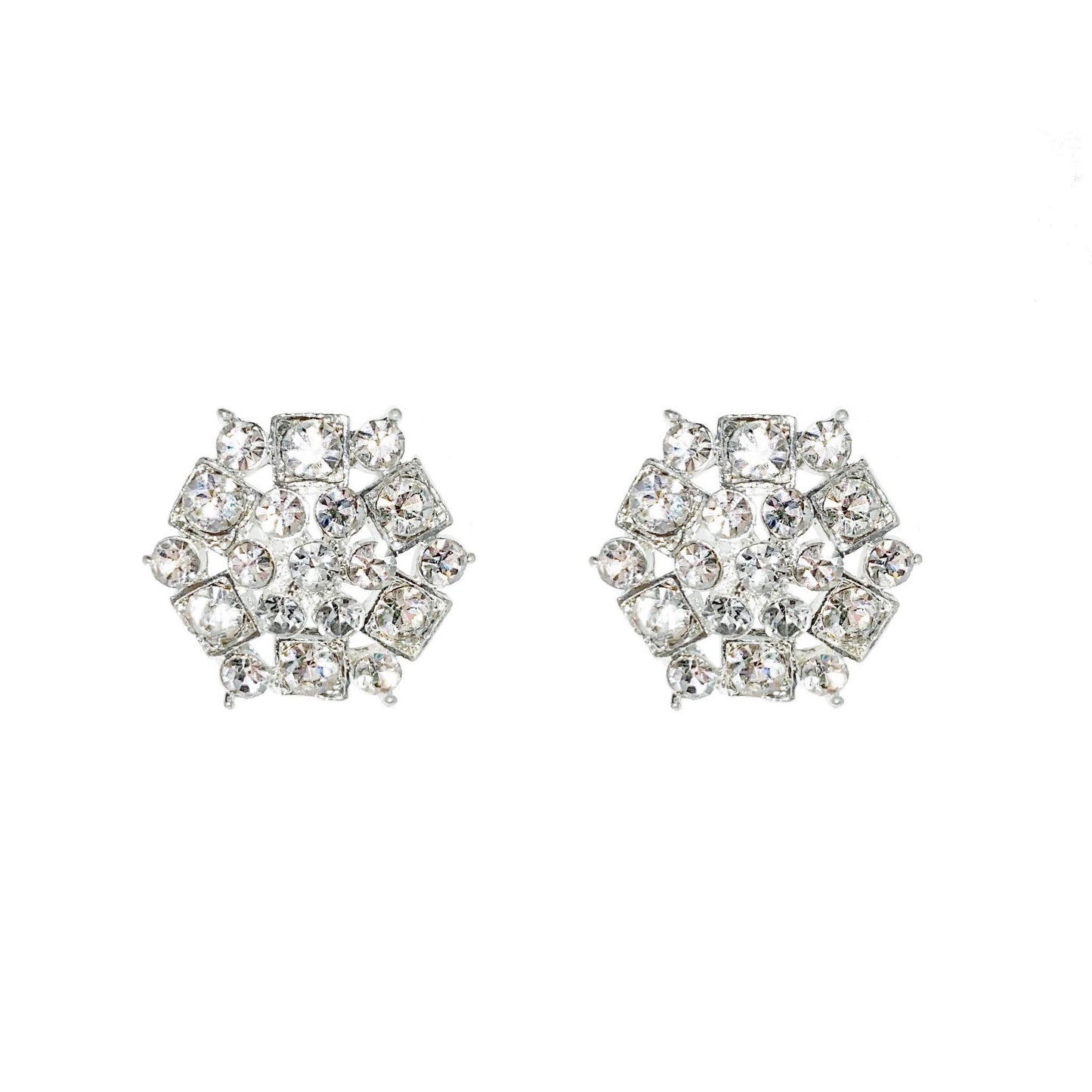 Diamante Stud Earrings in Silver